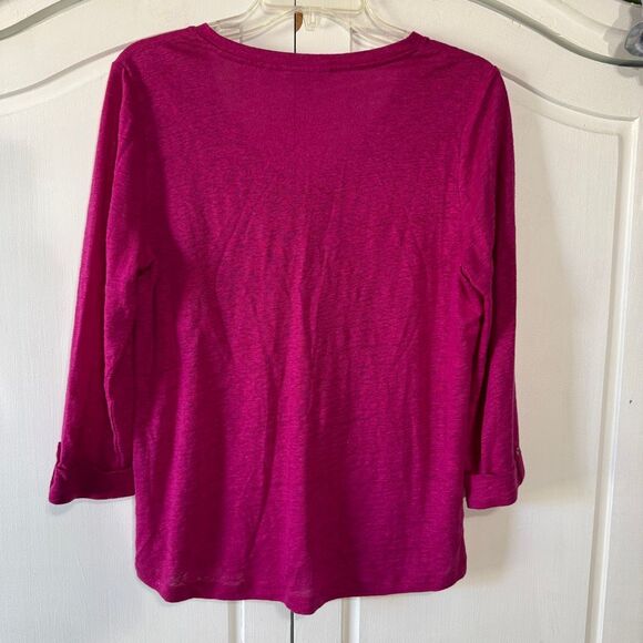 Chico's 100% Linen, Burnout Knit Top, Size Medium - Picture 2 of 8